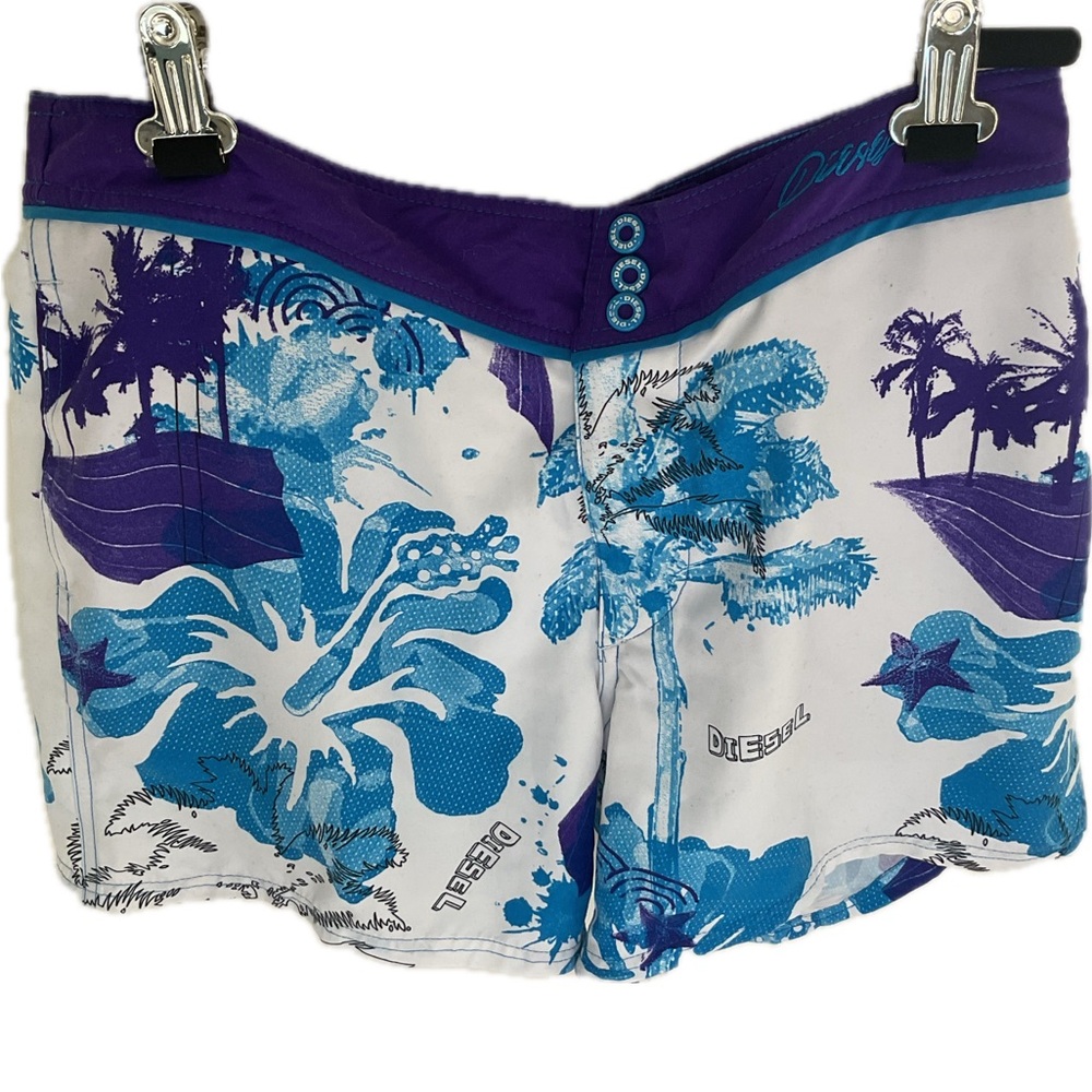 Diesel Blue and Purple Floral Swim/ Shorts with pockets